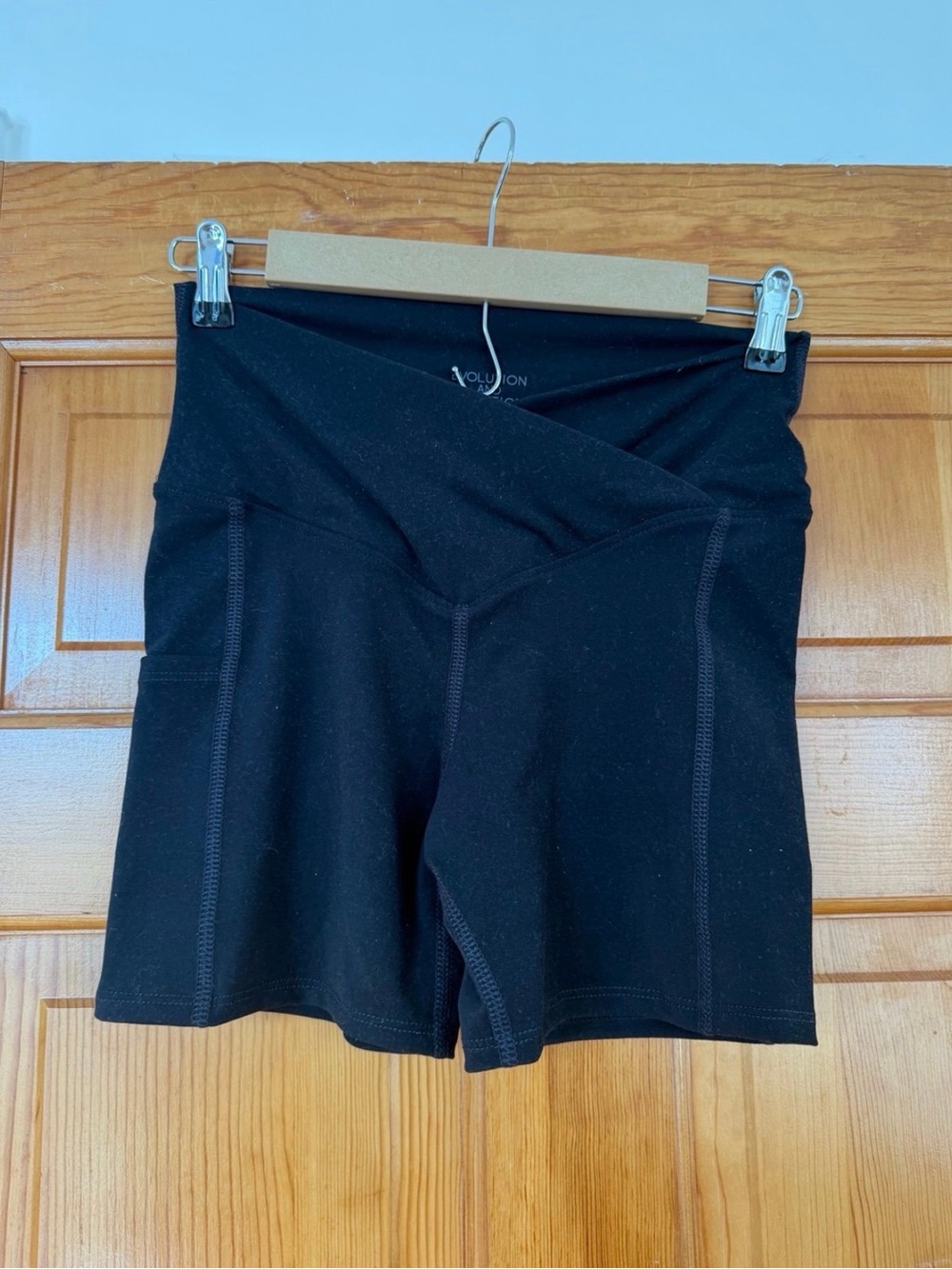 Women's Black High-Waist Fold-Over Workout Shorts